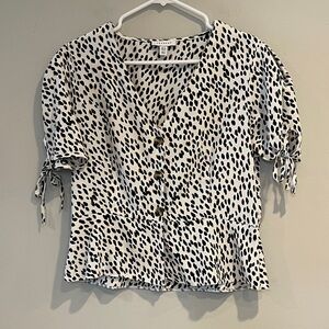 Topshop Black and White Patterned Blouse